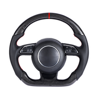 AUDI B8.5 & 8V PRE-FACELIFT CARBON FIBRE / LEATHER FLAT BOTTOM CUSTOM STEERING WHEEL