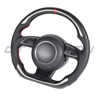 AUDI B8.5 & 8V PRE-FACELIFT CARBON FIBRE / LEATHER FLAT BOTTOM CUSTOM STEERING WHEEL