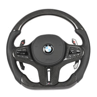 BMW Gxx CARBON FIBRE / LEATHER / FLAT BOTTOM CUSTOM STEERING WHEEL