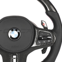 BMW Gxx CARBON FIBRE / LEATHER / FLAT BOTTOM CUSTOM STEERING WHEEL