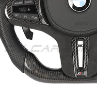 BMW Gxx CARBON FIBRE / LEATHER / FLAT BOTTOM CUSTOM STEERING WHEEL