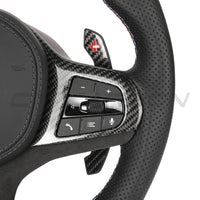 BMW Gxx CARBON FIBRE / LEATHER / FLAT BOTTOM CUSTOM STEERING WHEEL