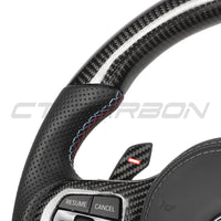 BMW Gxx CARBON FIBRE / LEATHER / FLAT BOTTOM CUSTOM STEERING WHEEL