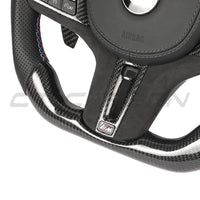 BMW Gxx CARBON FIBRE / LEATHER / FLAT BOTTOM CUSTOM STEERING WHEEL