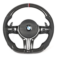 VOLANT PERSONNALISÉ À FOND PLAT EN FIBRE DE CARBONE / CUIR BMW FXX