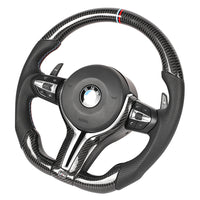 VOLANT PERSONNALISÉ À FOND PLAT EN FIBRE DE CARBONE / CUIR BMW FXX