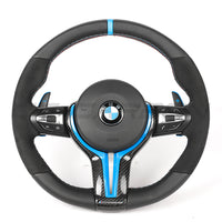 VOLANT PERSONNALISÉ BMW FXX EN CUIR / ALCANTARA / FOND PLAT