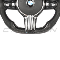 VOLANT PERSONNALISÉ À FOND PLAT BMW FXX EN FIBRE DE CARBONE / CUIR / LED