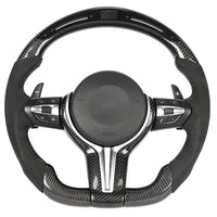 BMW FXX CARBON FIBRE / ALCANTARA / LED FLAT BOTTOM CUSTOM STEERING WHEEL