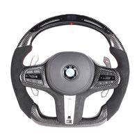 BMW Gxx CARBON FIBRE / ALCANTARA / LED FLAT BOTTOM CUSTOM STEERING WHEEL