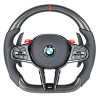 BMW Gxx LCI CARBON FIBRE / LEATHER FLAT BOTTOM CUSTOM STEERING WHEEL