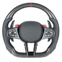 BMW Gxx LCI CARBON FIBRE / LEATHER FLAT BOTTOM CUSTOM STEERING WHEEL