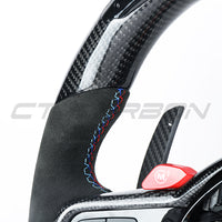 BMW Gxx LCI CARBON FIBRE / ALCANTARA / LED FLAT BOTTOM CUSTOM STEERING WHEEL