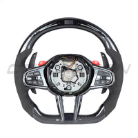 BMW Gxx LCI CARBON FIBRE / ALCANTARA / LED FLAT BOTTOM CUSTOM STEERING WHEEL