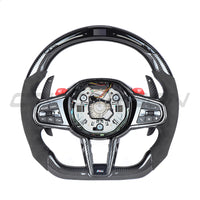 BMW Gxx LCI CARBON FIBRE / ALCANTARA / LED FLAT BOTTOM CUSTOM STEERING WHEEL