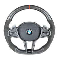 BMW Gxx LCI CARBON FIBRE / ALCANTARA FLAT BOTTOM CUSTOM STEERING WHEEL