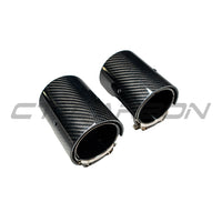 BMW M2/M3/M4/M5 F10/F80/F82/F83/F87 CARBON FIBRE EXHAUST TIPS - BLACK x4